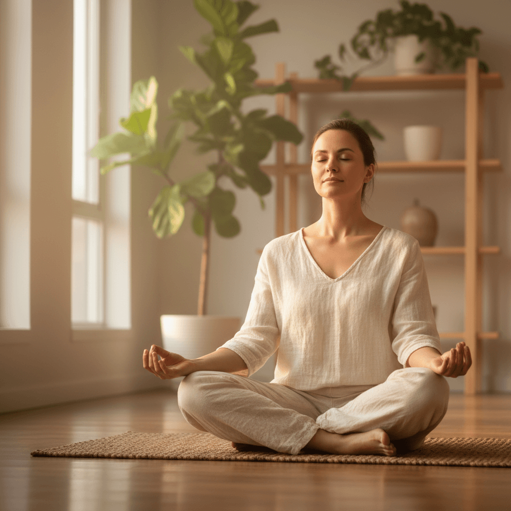 Person in focused breathwork practice